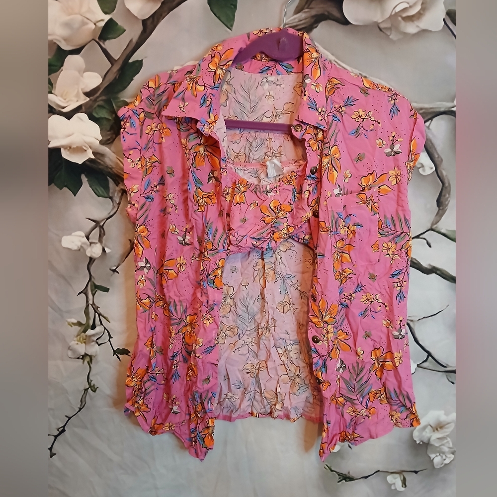 Floral Pink Women's Top 2pc
